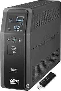 APC Sine Wave UPS Battery Backup & Surge Protector, 1000VA, APC Back-UPS Pro (BR1000MS) Bundle Including 16GB DataTraveler
