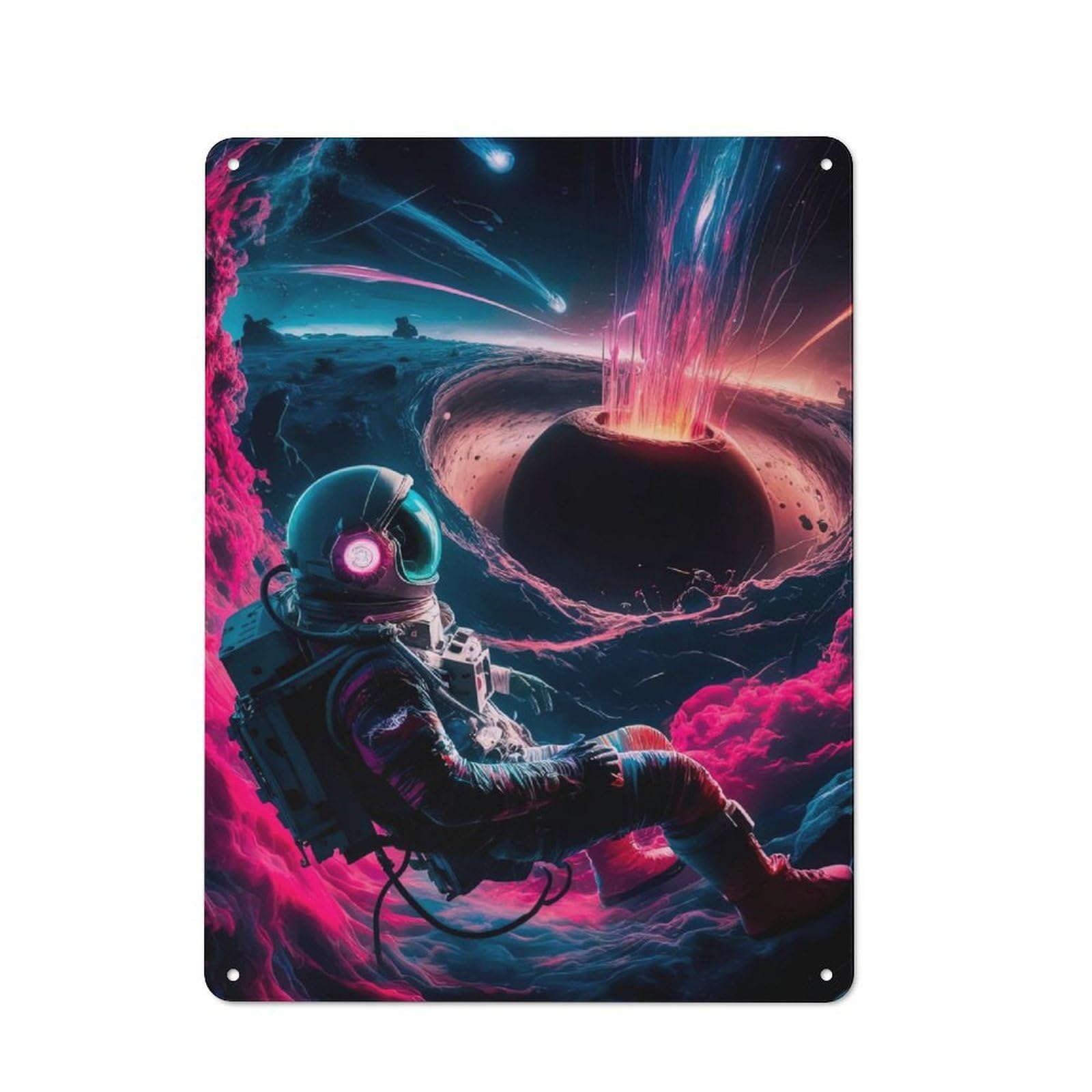 Junmoney Pink Destruction Retro Tin Wall Plaque 40X30cm For Home Office Or Studio, Wall Decoration For Home Offices And Studios