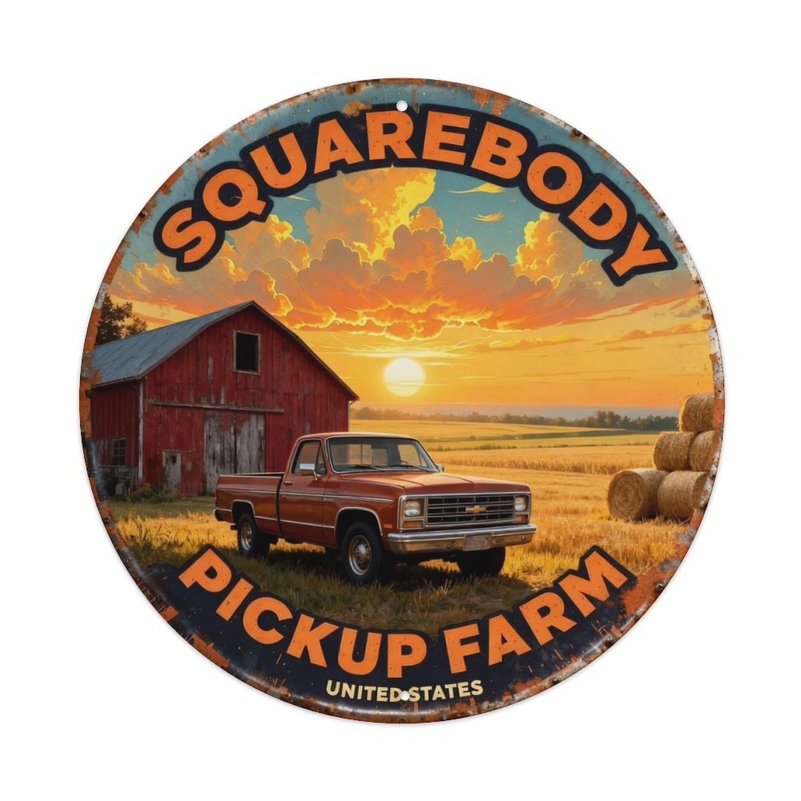 SQUAREBODY PICKUP FARM Metal Tin Sign Plaque