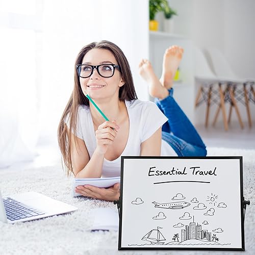 Miniatura 6 de Pizarra blanca de borrado en seco de 16 x 12 pulgadas, calendario de escritorio de doble cara, pizarra blanca magnética de borrado en seco con