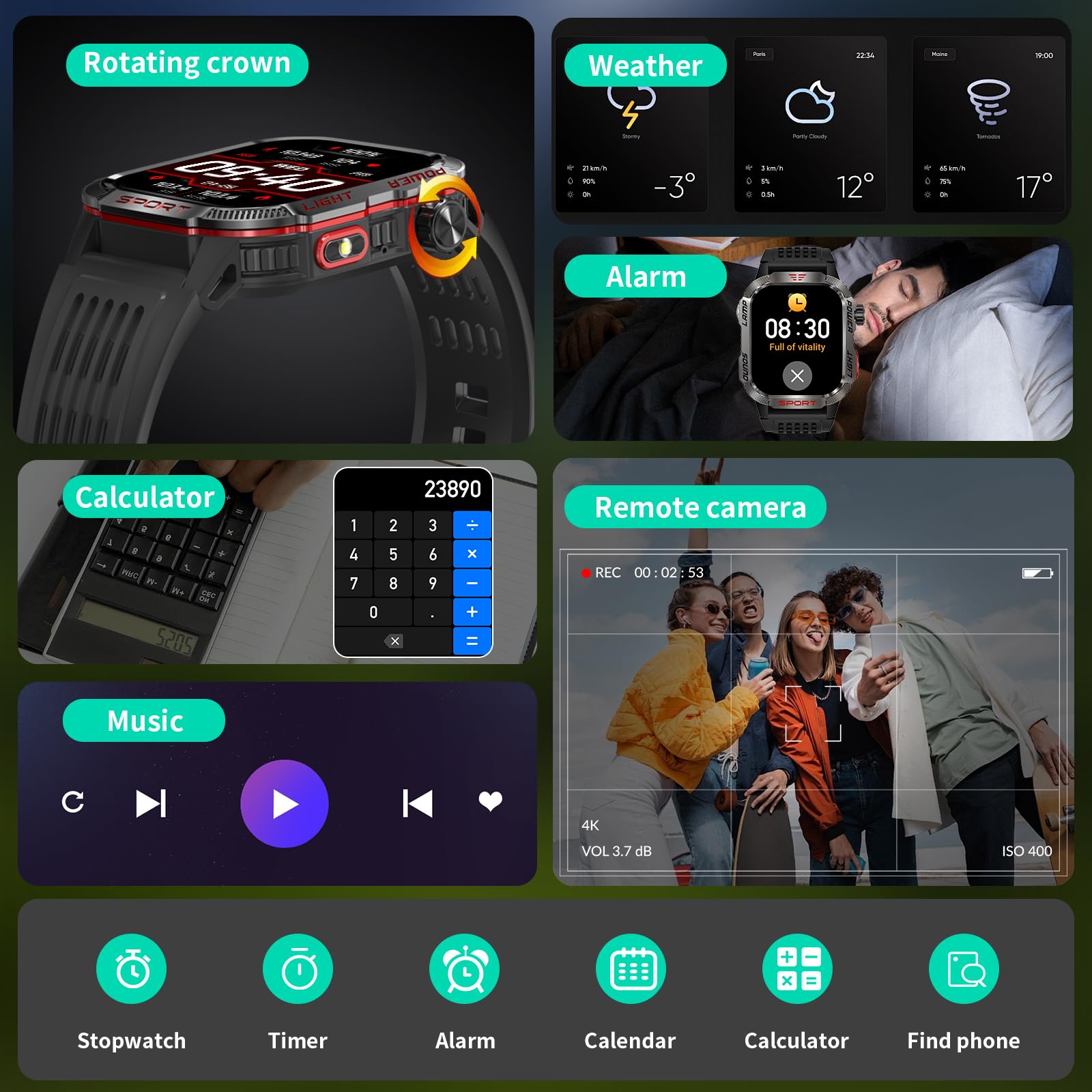 Military Smart Watches for Men - 40 Days Battery Life, Compass & Flashlight - 2.01'' HD IP68 Waterproof Smart Watch, Fitness Tracker with Call, Heart Rate, Sleep Monitor,100+ Sport Modes