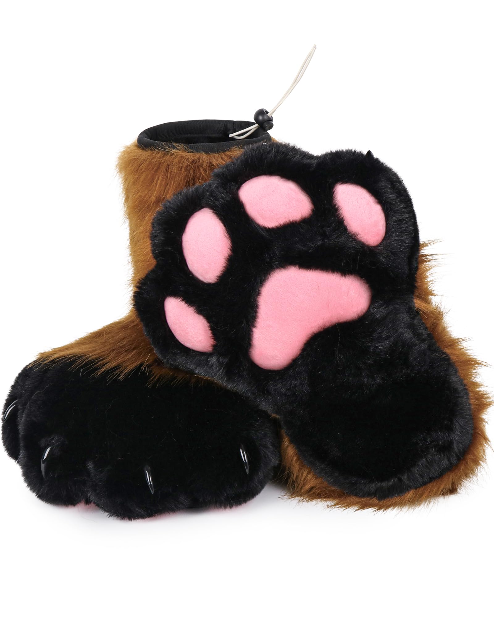 ZFKJERS Cosplay Animal Cat Plastic Claws for Fursuit Feet Paw Shoes Furry Paw Slippers Adults Costume Accessories Set (Brown)
