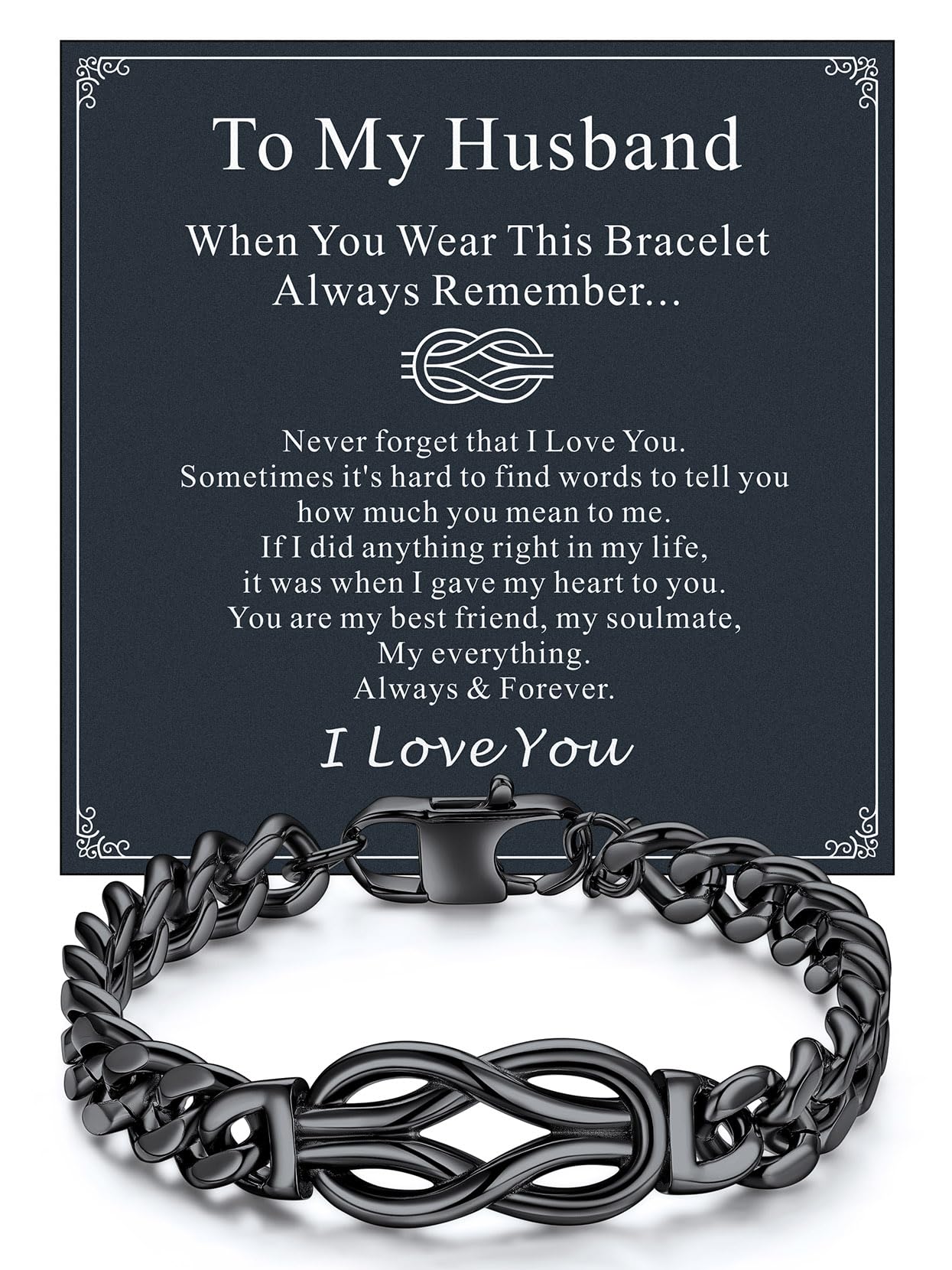 Richsteel Love Kont Bracelet Gift for Men Stainless Steel Infinity Bracelets Love Link Forever Promise Gifts for Father's Day Birthday Anniversary