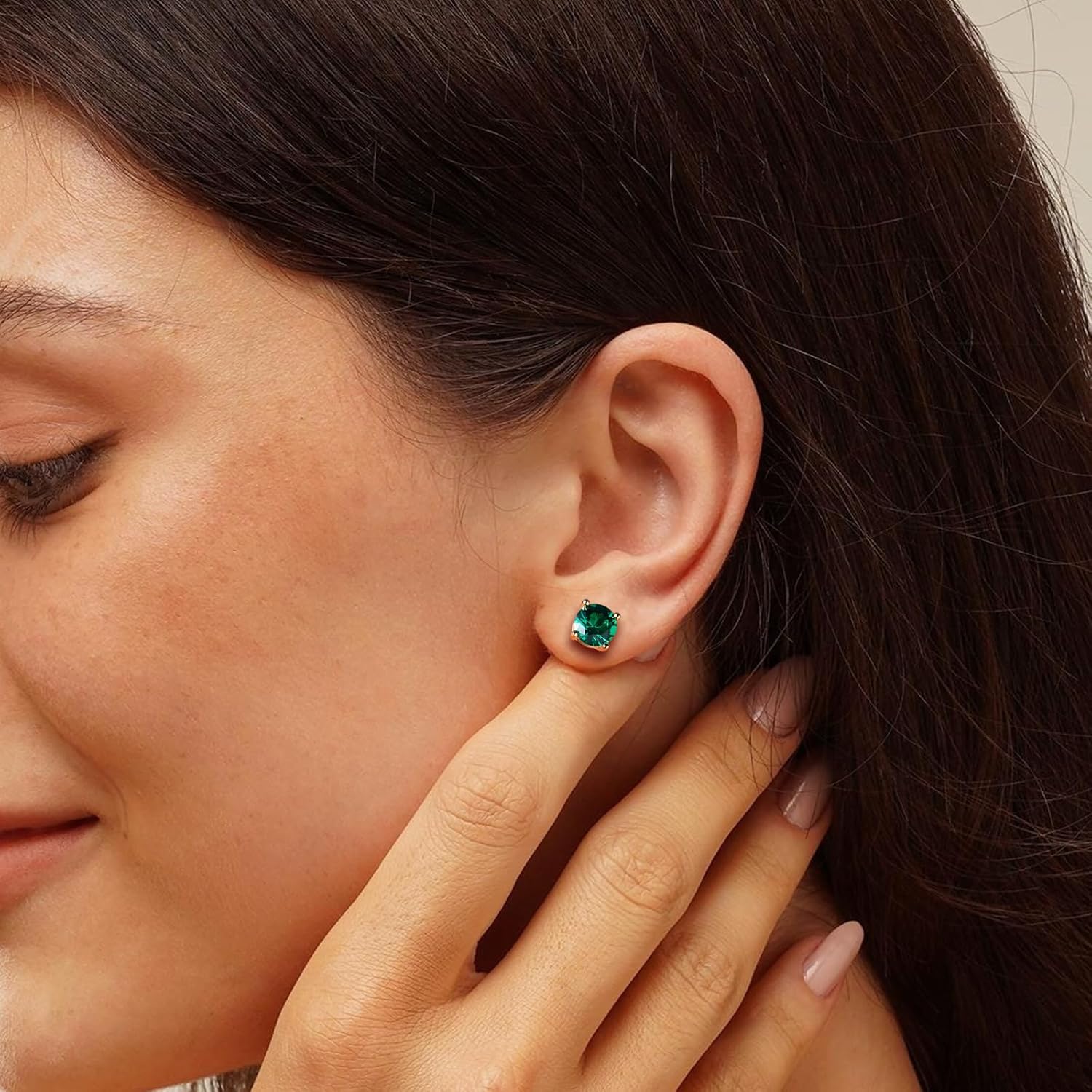 Birthstone Earrings 925 Sterling Silver Hypoallergenic Dainty Small 5mm 6.5mm Round Cut Cubic Zirconia Moissanite Gemstone Fine Earrings. 1 Pair, Send Gift Box - Image 2