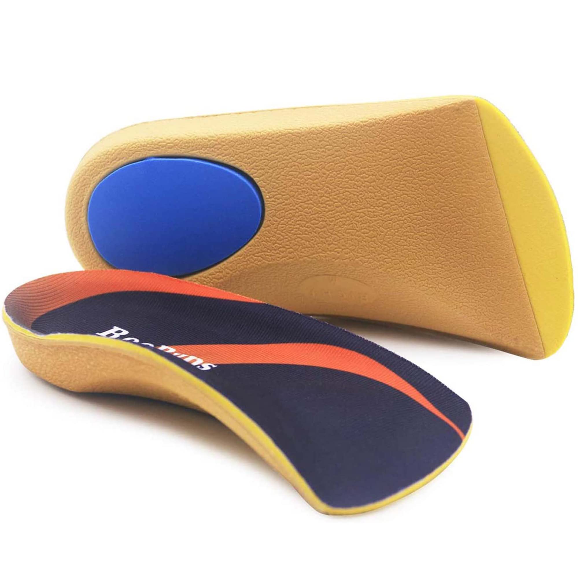 Orthotic Insoles, RooRuns 3/4 High Arch Support Insoles Shoe Inserts for Flat Feet, Plantar Fasciitis, Foot Arch, Feet Fatigue - Heel Cushion for Men, Woman, Deep Blue, Small (3-5.5 UK)