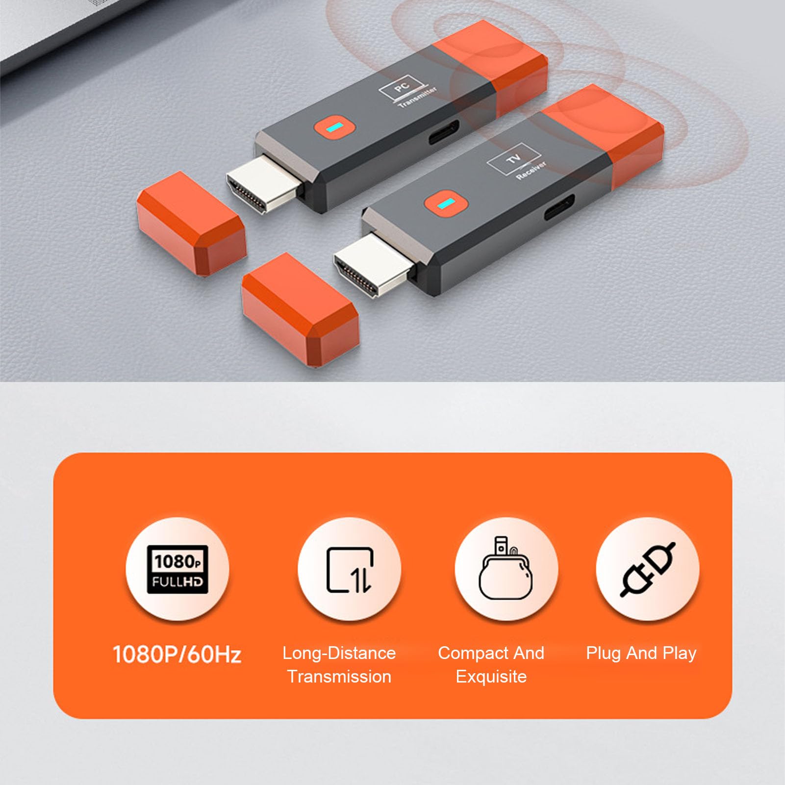 Zunate Bezprzewodowy Nadajnik i Odbiornik HDMI, Dwuzakresowy Bezprzewodowy Przedłużacz HDMI o Długości 165 Stóp/50 M, Wejście Dekodowania 4K, Wyjście 1080P, do Telewizora PC Laptop