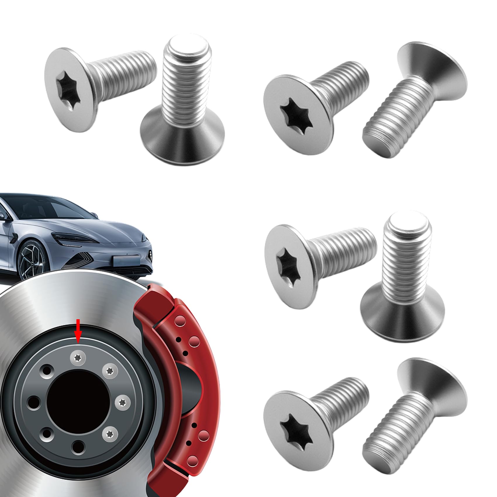 8PCS Brake Disc Rotor Screws, Brake Disc Bolts, Front and Rear Stainless Steel Retaining Screws, Auto Accessories Car Torx Rotor Countersunk Bolts for Buick Chevry GMC, Replace OEM# 11609271
