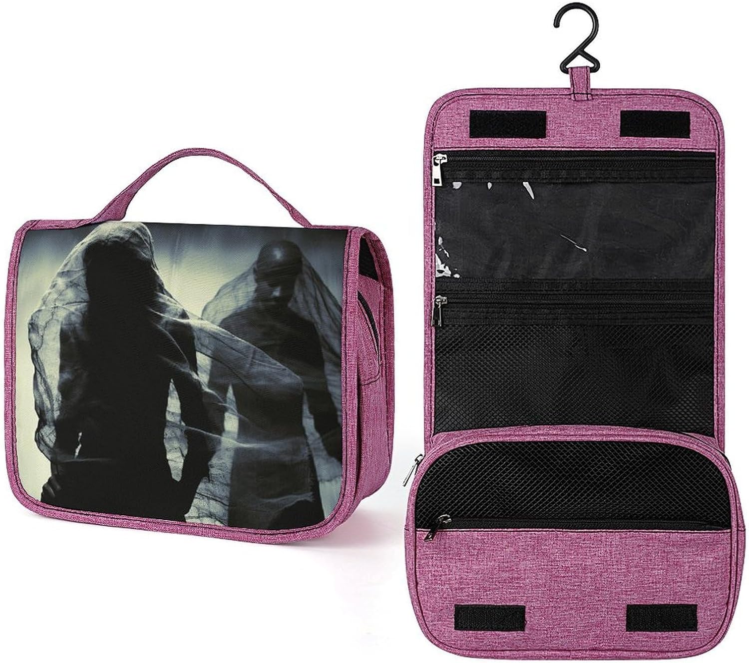 Man Under Black Cloth Hanging Toiletry Bag Large Capacity Bathroom Storage Bag with Hanging Hook Portable Hanging Organizer Men And Women Travel Toiletries Bag