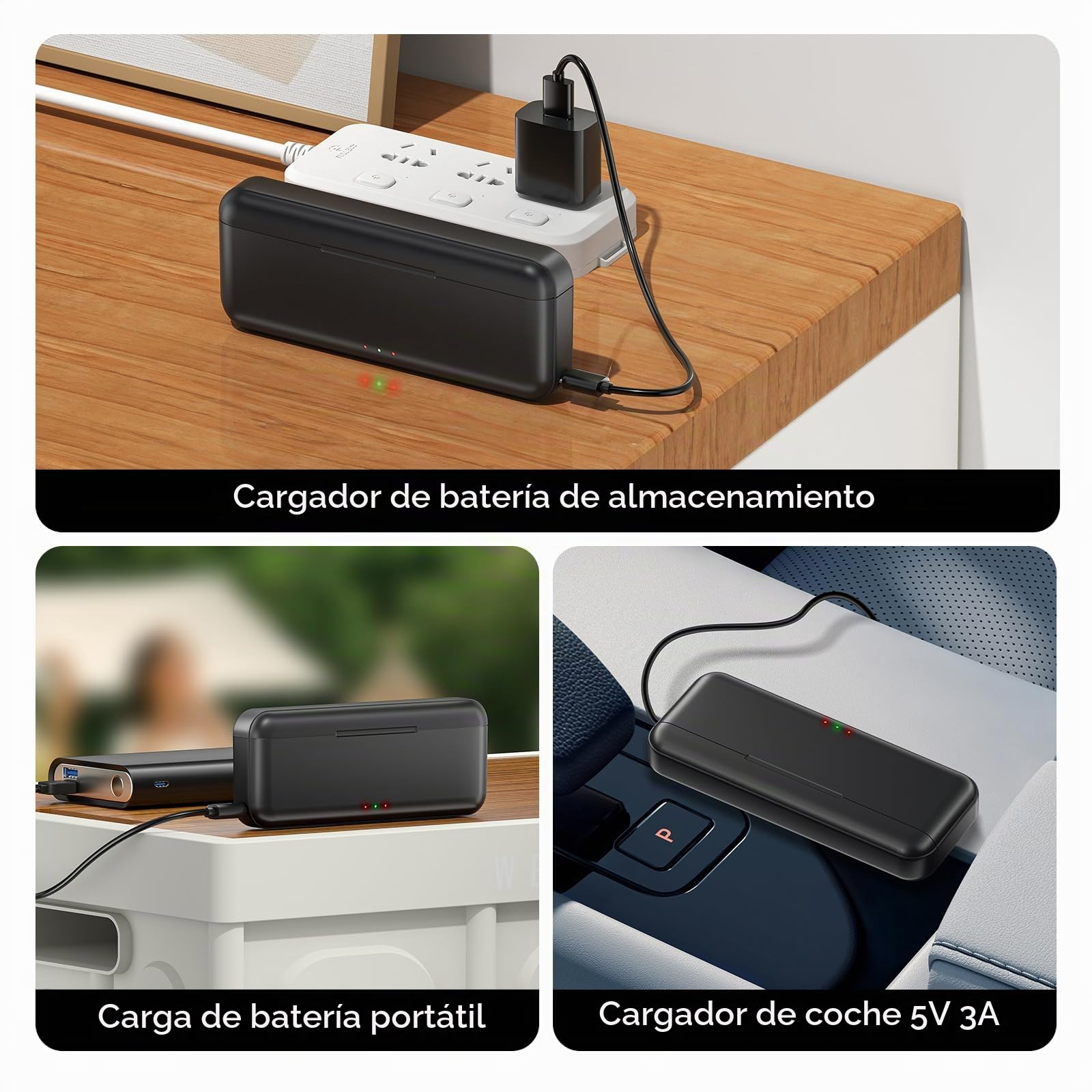 Osmo Action 6/5 Pro/4/3/360 Baterías y Cargador - 2250mAh Baterías para dji Osmo 360/Action 6/Action 5 Pro/Action 4/3, Estuche de Carga rápida USB con Cable Tipo C (2*Baterías+1*Cargador)