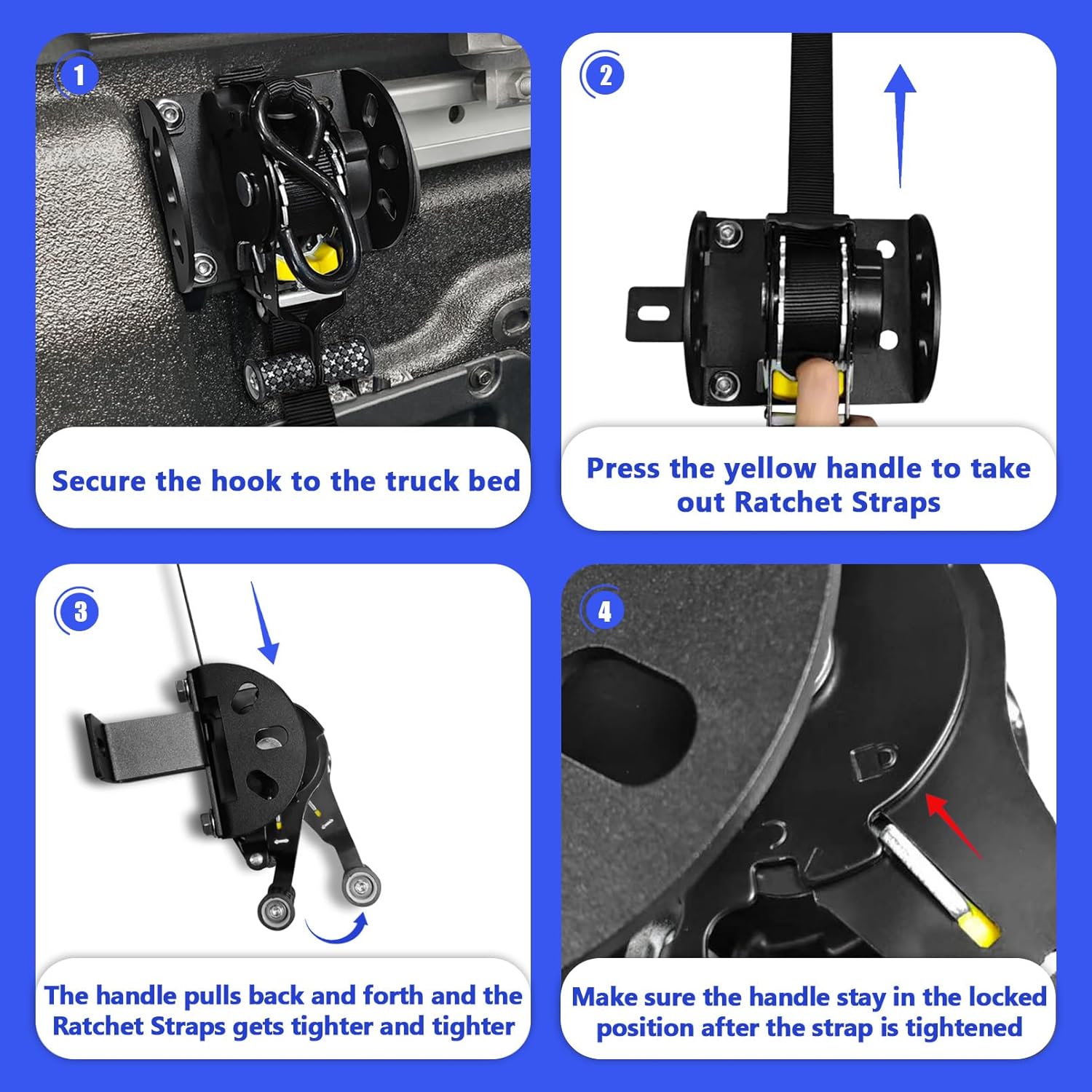 Retractable Ratchet Straps Compatible with 2022-2025 Ford Maverick, 2PCS Retractable Tie Down Straps, Auto Retract Securing Strap Tie Down System