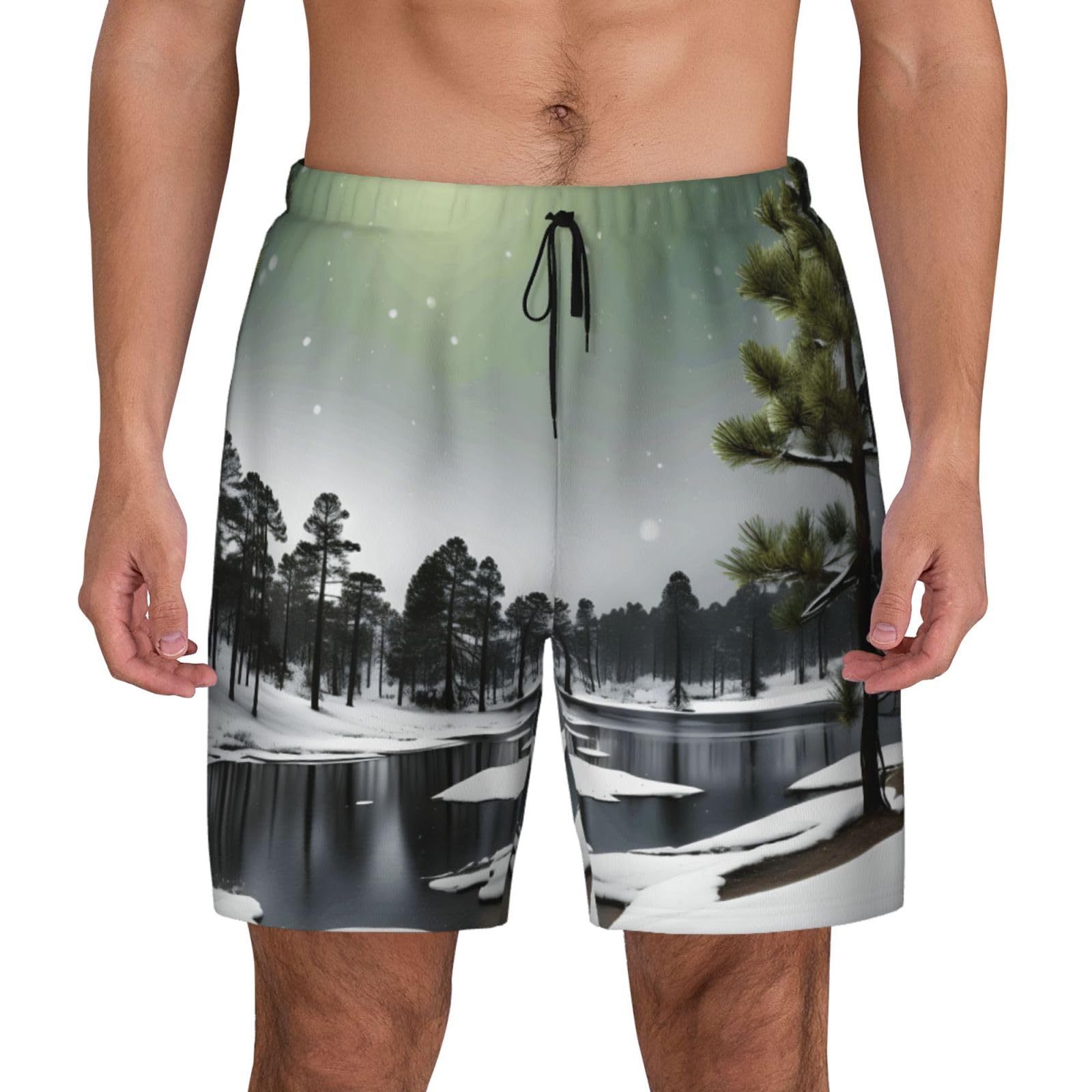 Pantalones cortos de natación para las vacaciones de verano en la playa con estampado de pinos 8