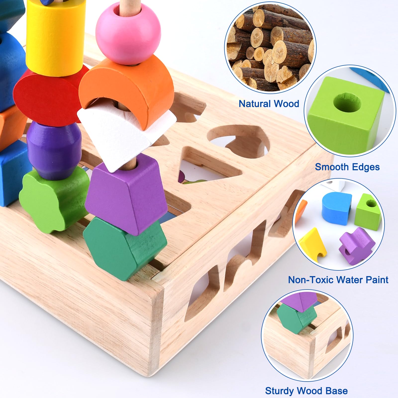 AMOUNE Jouet à Trier Les Formes - Jouets Montessori pour Les Tout-Petits,Jouet Empilable en Bois AMOUNE Jouet à Trier Les Formes - Jouets Montessori pour Les Tout-Petits,Jouet Empilable en Bois