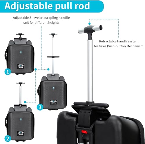 Miniatura 5 de LemoHome Equipaje expandible con ruedas giratorias, maletas grandes con diseño de asiento para niños, equipaje duro para mujeres y hombres, equipaje