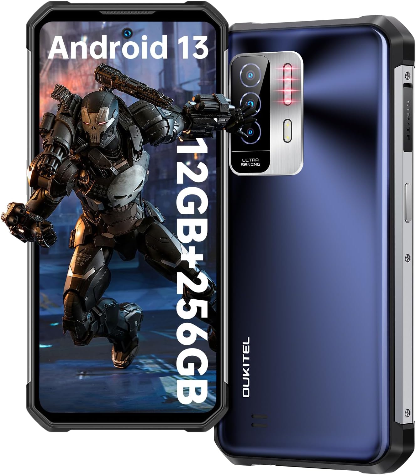 WP27 Rugged Smartphone Unlocked, 24GB RAM 256GB ROM Rugged Cellphone Android 13 8500mAh Battery Helio G99 120Hz Refresh Rate 6.8'' Display 64MP Cameras 20MP IR Night Vision IP68/NFC/GPS-Black
