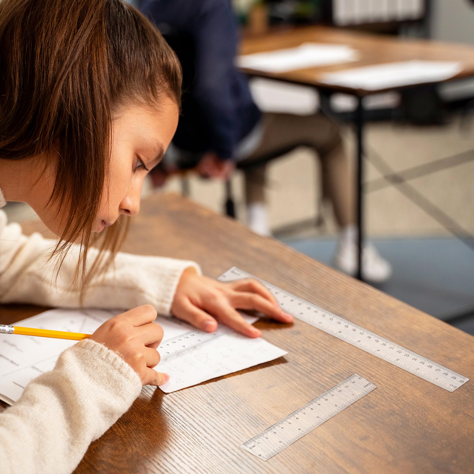 3Pcs Clear Ruler, 6 Inch 8 Inch 12 Inch Plastic Ruler Set Acrylic Straight Rulers with Centimeters and Inches Transparent Measuring Tools for Student School Office - Image 7