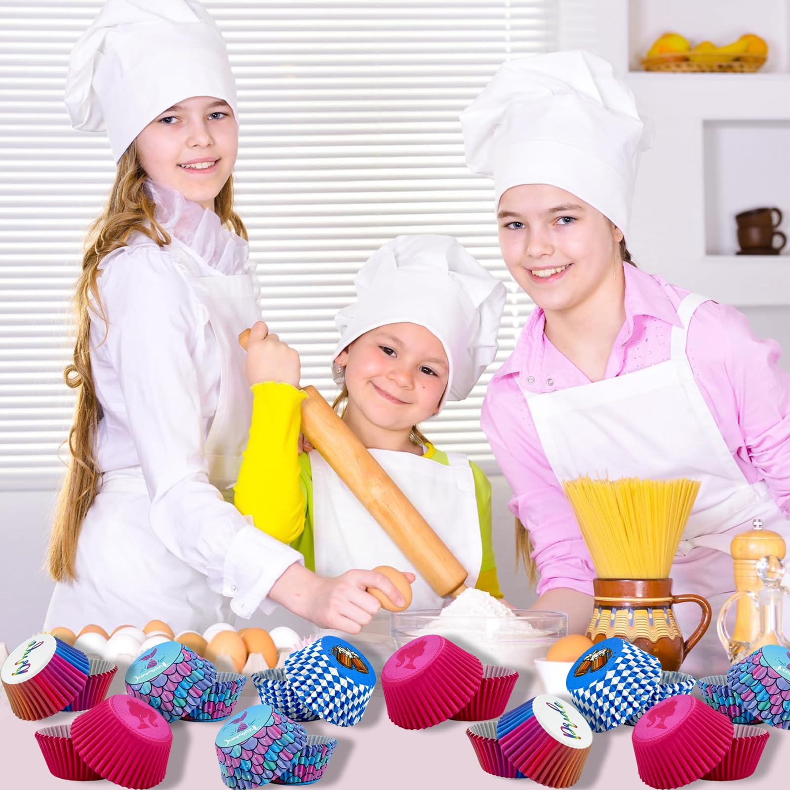 100 Pirottini Carta Per Cupcake Sirena | Stampi Muffin Colorati Per Feste - Carta Oleata Alimentare 5x6.8cm - Foto 4