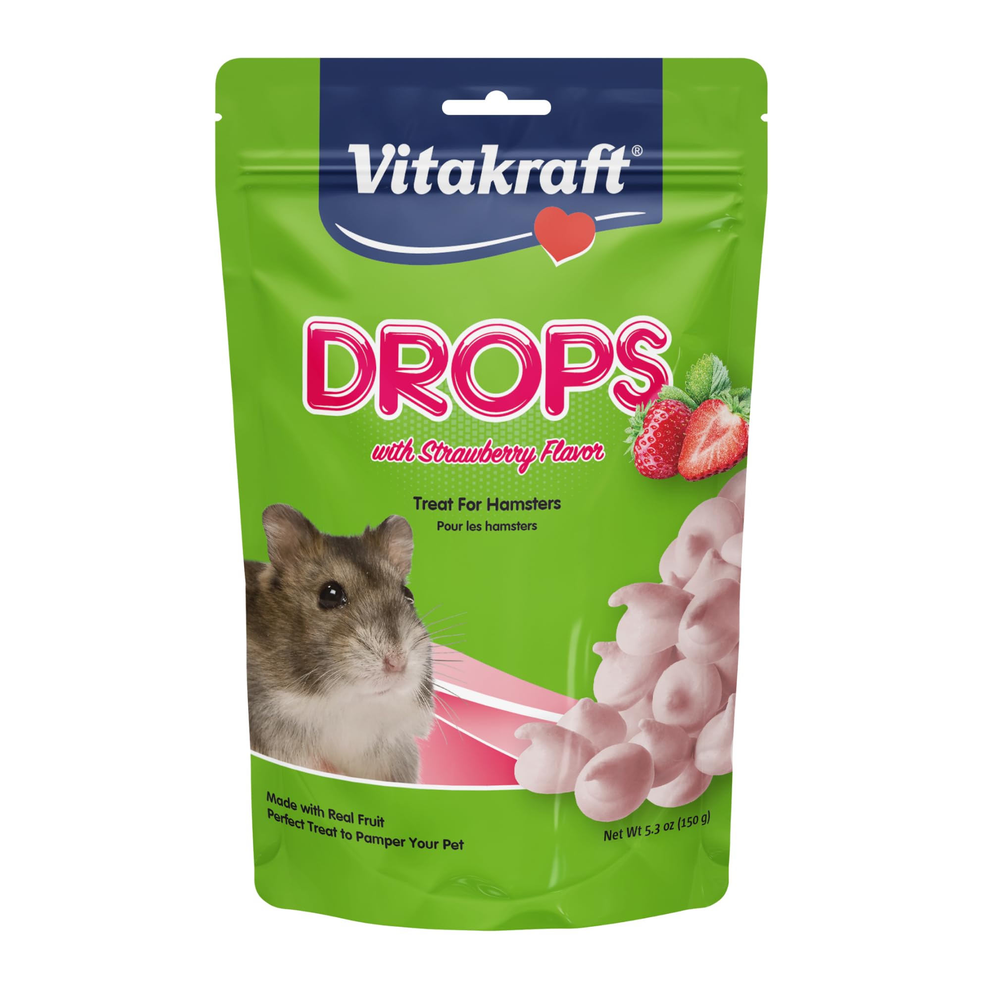 Vitakraft Drops Hamster Treat - Strawberry - Yogurt Treats for Hamsters Pink 5.3 Ounce (Pack of 1)