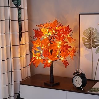 MEDOYOH 24LEDS Maple Leaf Tree Light, 60cm/23.62in Height Warmwhite Light Up Tree, AA Battery Included/USB Powered for Christmas Home Party Wedding Coffee Shop Decor