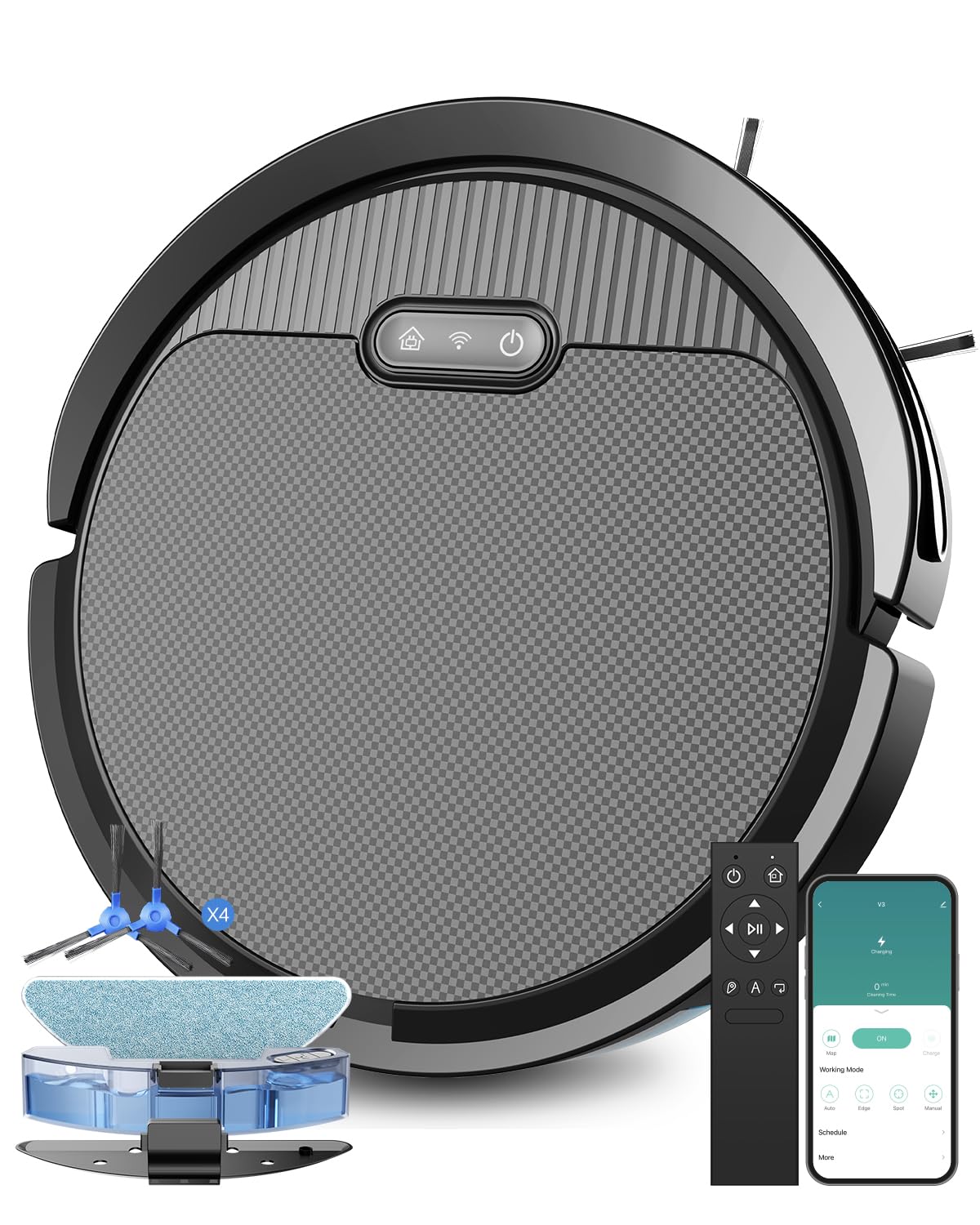Pureatic V3 Robot Vacuum and Mop Combo with 5000Pa Suction - Ideal for Pet Hair, Hard Floors, Smart Mapping, WiFi/Alexa/App Control