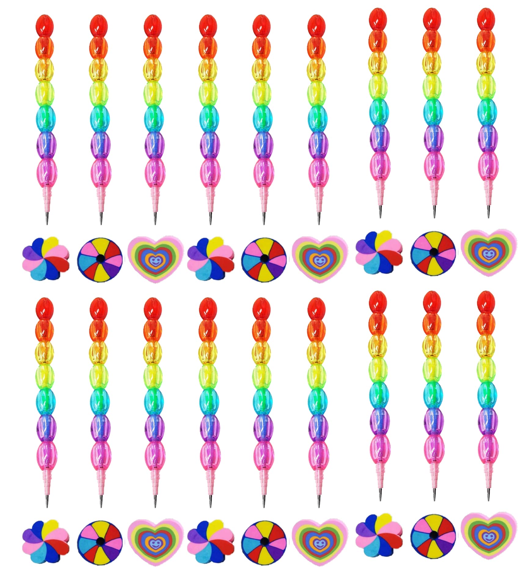 Shubhkraft Birthday Party Return Gift in Bulk/Rainbow Color Non-Sharpening Stack Pencil and Colorful Eraser Combo Set for Kids (Pack of 18, Multoclor) (B0BGXX91CH) Amazon Price History, Amazon Price Tracker