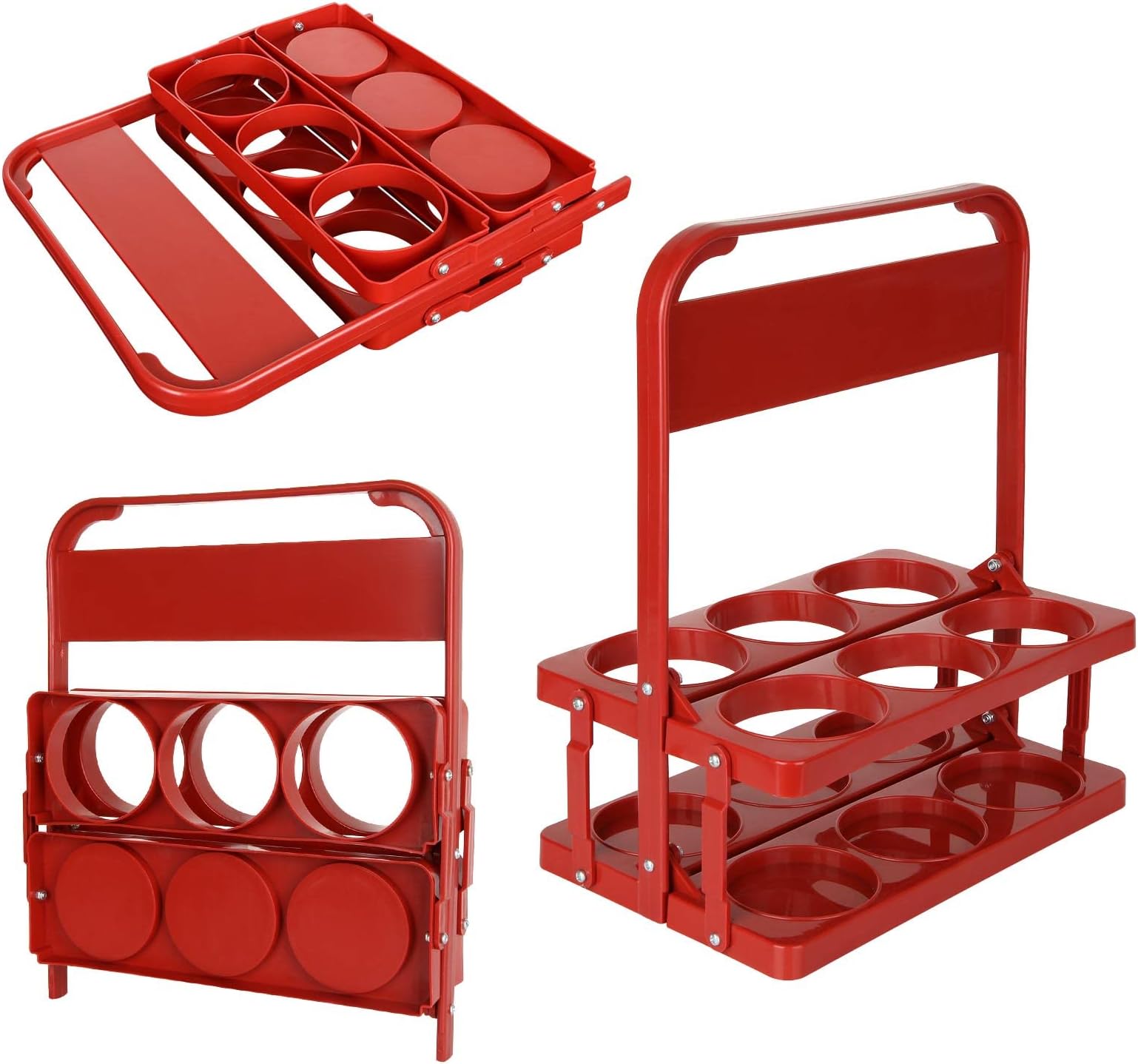 3 Pack Foldable Plastic Drink Carrier, 6 Cup Reusable Beverage Delivery Holder, Beer Bottle Holder with Handle for Party, Grubhub, Instacart, Ubereats Drivers, Restaurant