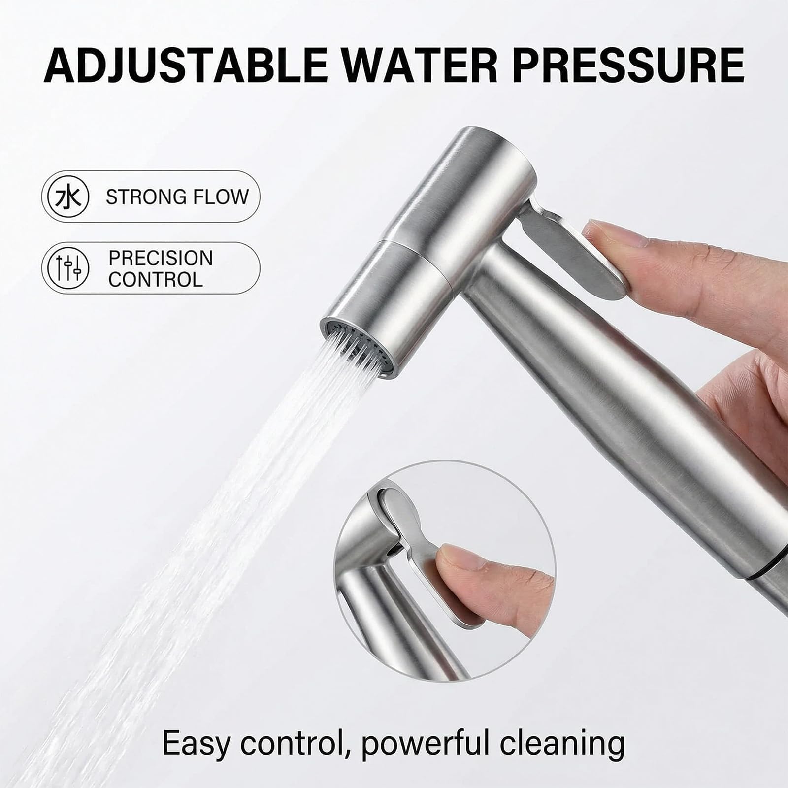 Grifo Bidet de Acero Inoxidable para WC, Control de Presión del Agua, Fácil Instalación, Amplia Gama de Aplicaciones - 3