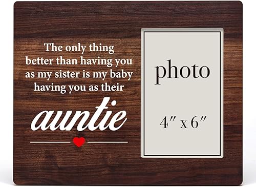 Miniatura 2 de Nurawo Regalos para tía, regalo de tía nueva para hermanas amigas, regalos de anuncio de tía, marco de fotos de madera para mesa o pared (para fotos
