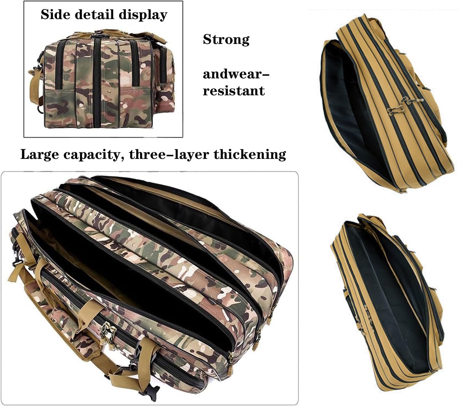 3 Strati Custodia Per Borsa Tattica Lunga Per Trasporto Fucili, Grande Capacità Fodero Per Fucile Borsone Tiro,Borsa Porta Armi Poligono,Borsa Militare,Può Contenere 3 Fucili,Pistole