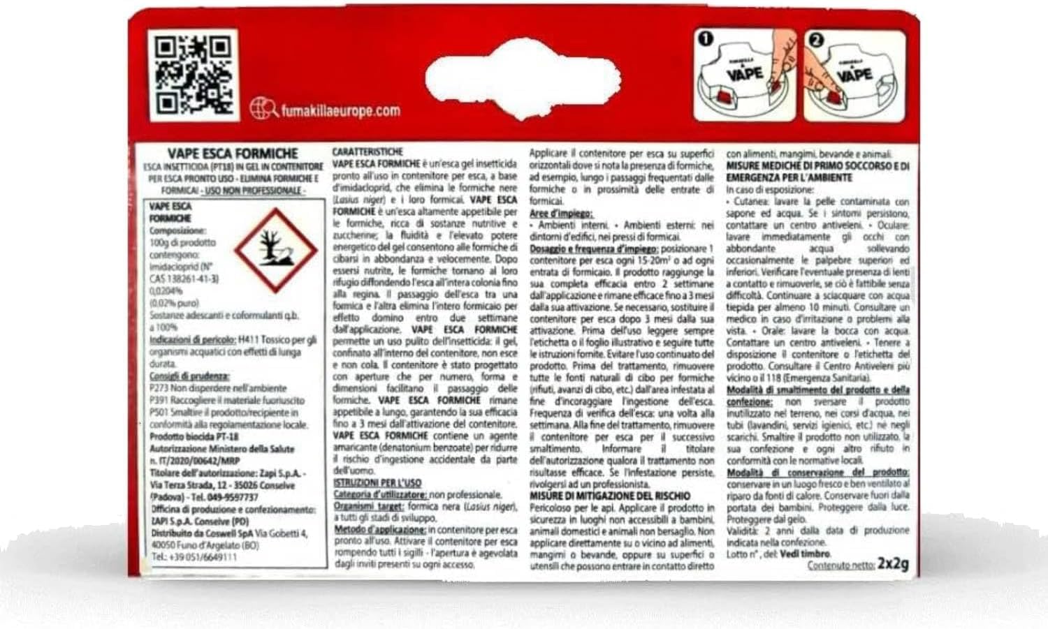 Vape 10 señuelos insecticidas para hormigas 5 paquetes de 2 cebos