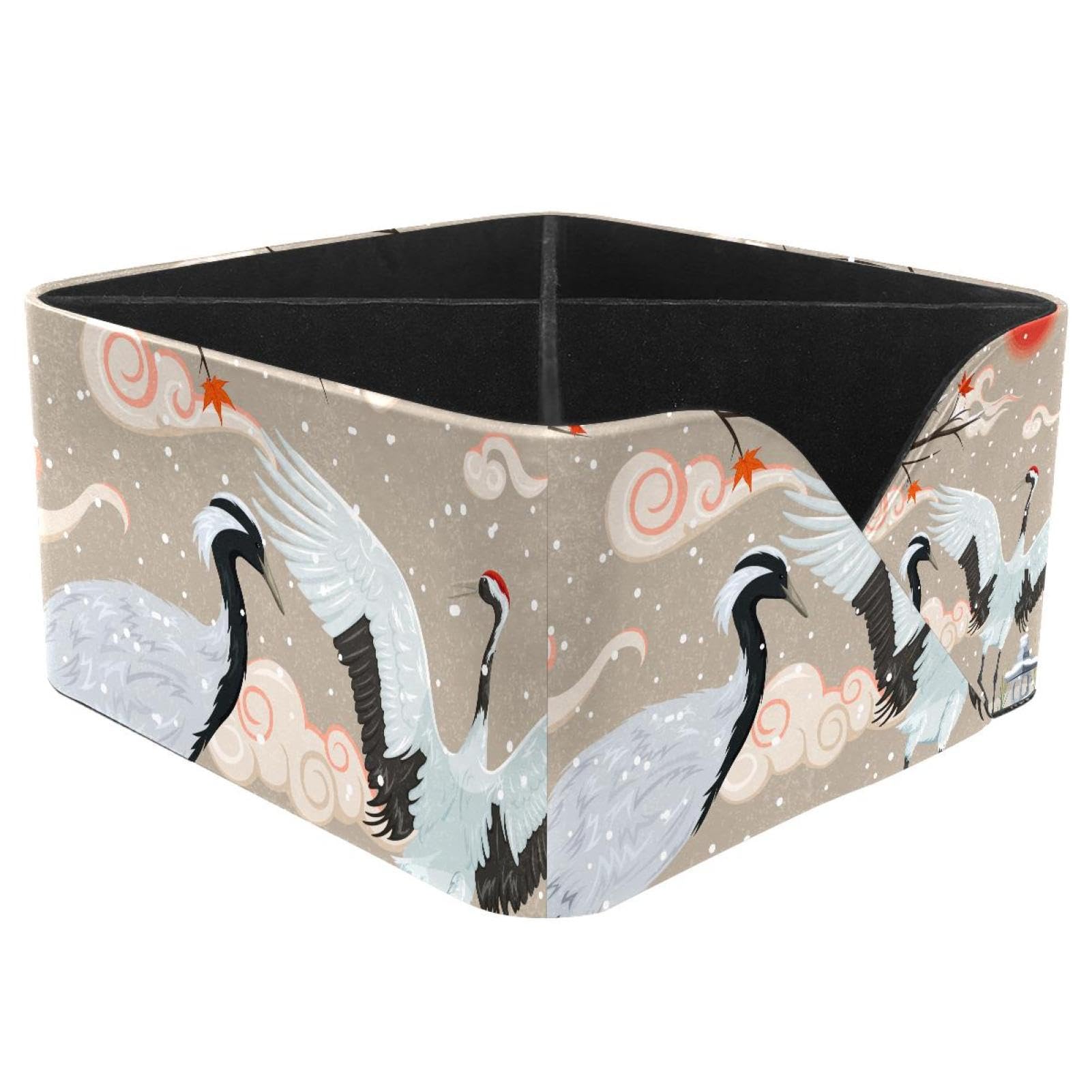 KengjuTesu Cranes and Snowfall at Sunset Desktop Organizer Pen Holder, Rectangular Pencil Cup for Office, Study and Makeup Stations