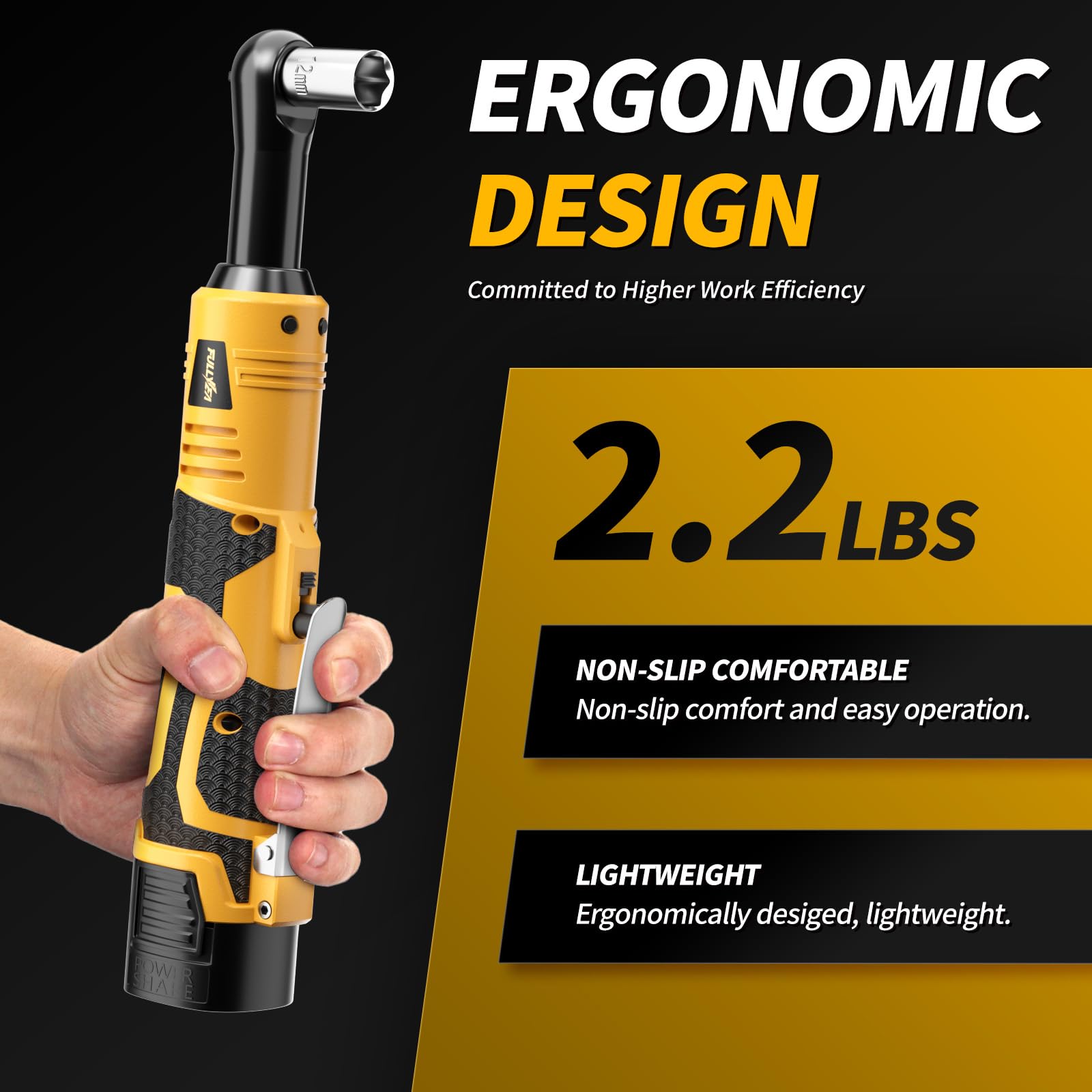FULLYEA Cordless Ratchet Wrench - 40 ft-lbs Torque -6