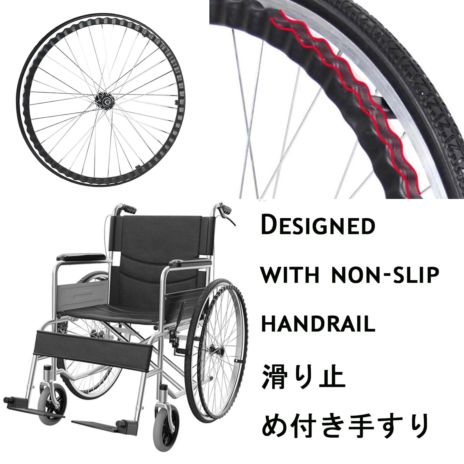 24×1 Ruedas Traseras De Accesorios Para Sillas De Ruedas, Prueba De Pinchazos Macizos Ruedas para Sillas De Ruedas, Rueda De Repuesto Con Rodamiento, para Sillas De Ruedas(24Inch/60cm(2Count))