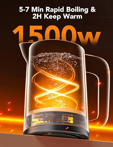 Miniatura 7 de GoveeLife Hervidor eléctrico inteligente con control de temperatura de 1.7 L, hervidor de té eléctrico WiFi con luces indicadoras LED, hervir rápido
