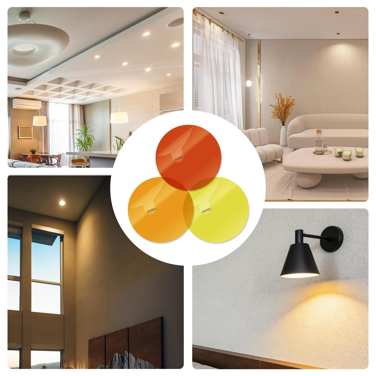 Led Folie Warmweiß Selbstklebend Lichtfolie - Led Abdunkeln Folie, Ø 4 CM Lampenfolie Warmweiss Selbstklebend, Lampen Spot Abschirmung, Folie Led Lampe Abdunkeln, Lichtdämmfolie für Led Lampen (9 Stk)
