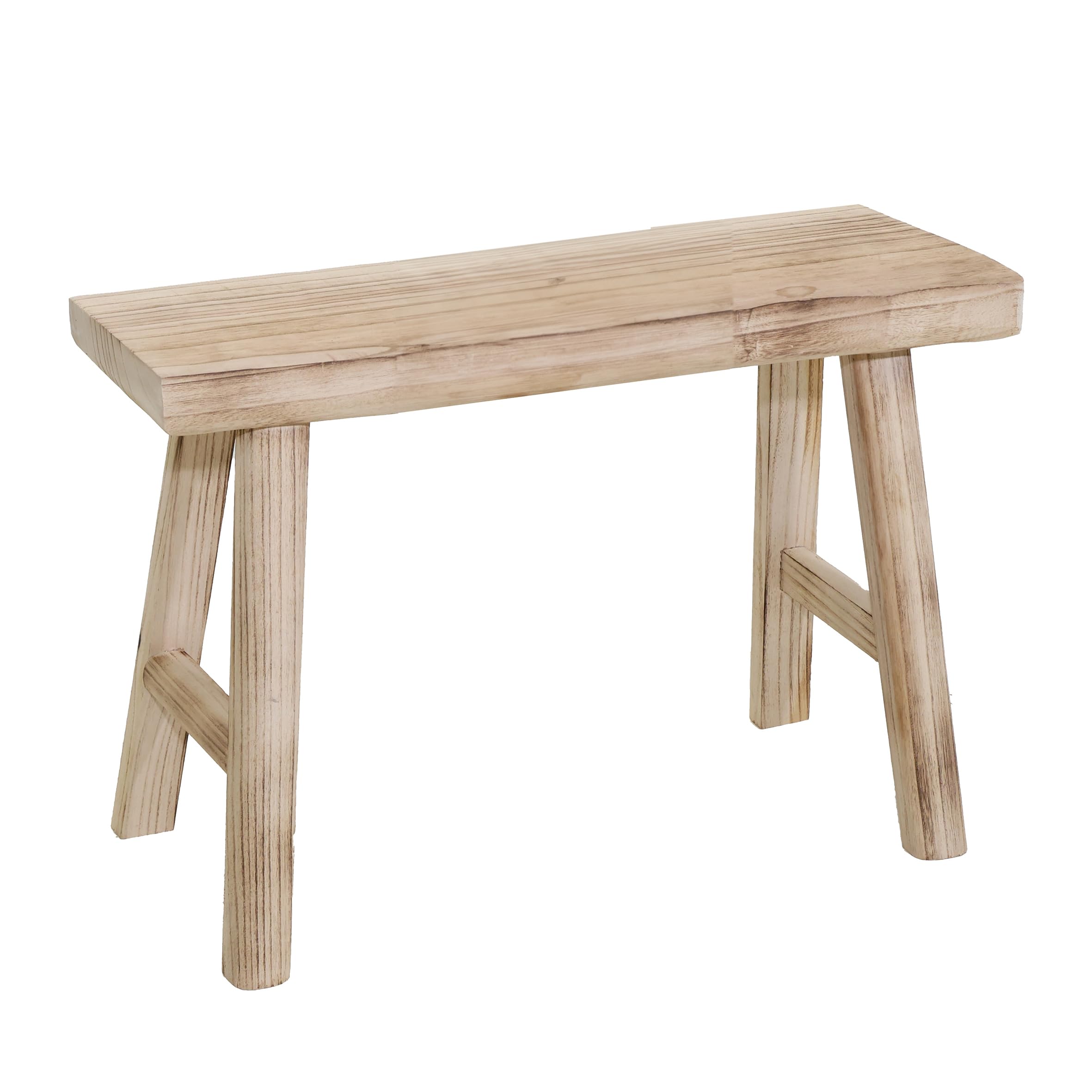 Spetebo Banc de fleurs en bois naturel, rectangulaire, 45 x 44 cm, bois véritable, support décoratif pour plantes, tabouret en bois massif, support pour fleurs, plantes en pot, jardin