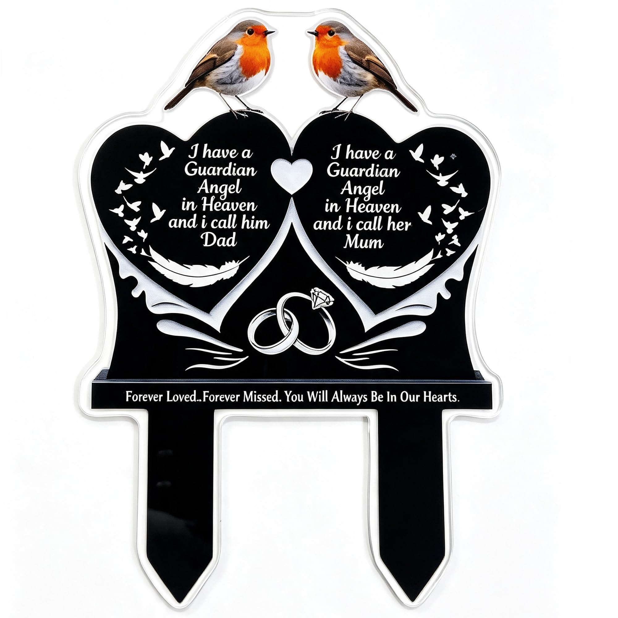 2D Robin Acrylic Memorial Plaques, Memorial Garden Ornaments for Grave