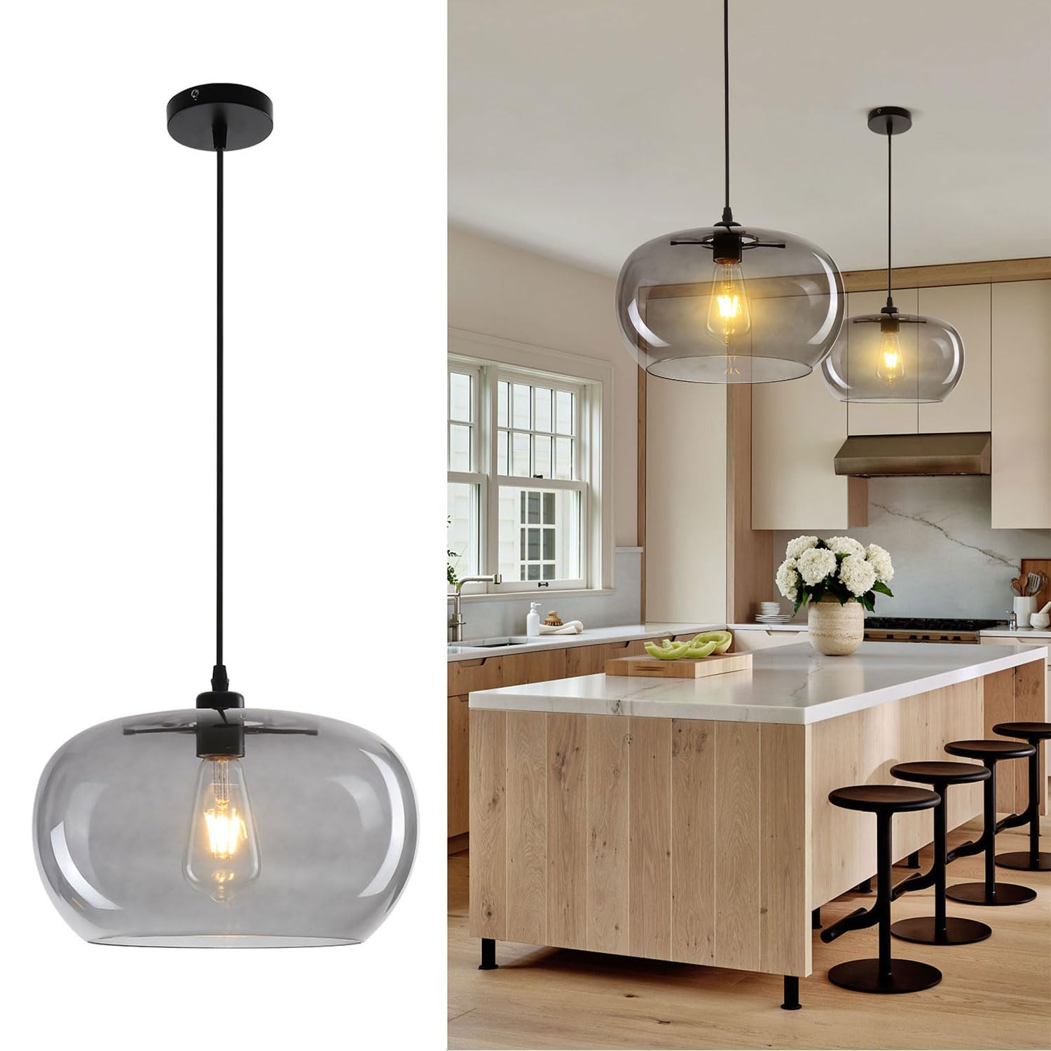 Lampadario A Testa Singola Lampadario In Vetro Postmoderno E27 Illuminazione A Sospensione In Ferro Di Lusso Leggero Per Cucina A Isola Lampada In Vetro Nordico Lampade Adatte Per Cucine