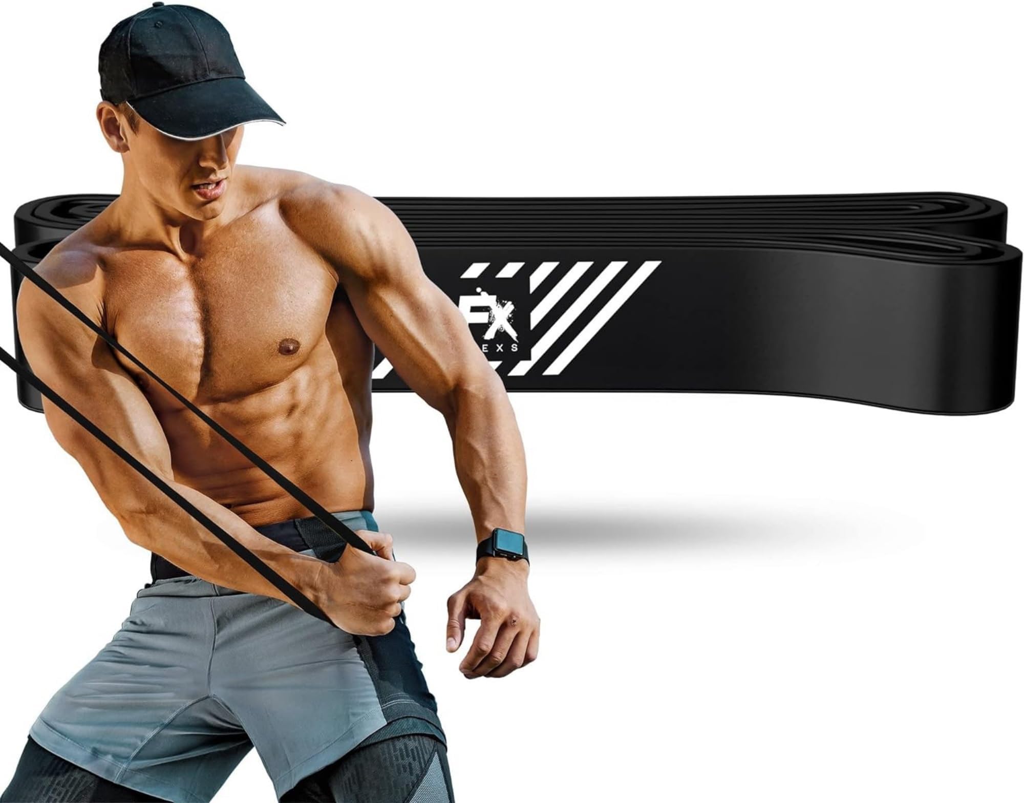 FX FFEXSResistance Bands Set Men - Exercise Bands Durable Latex - Pull Up Bands Gym - Stretch Bands for Exercise - Workout Bands Fitness - Elastic Bands Gym - Men & Women - All Strength Levels