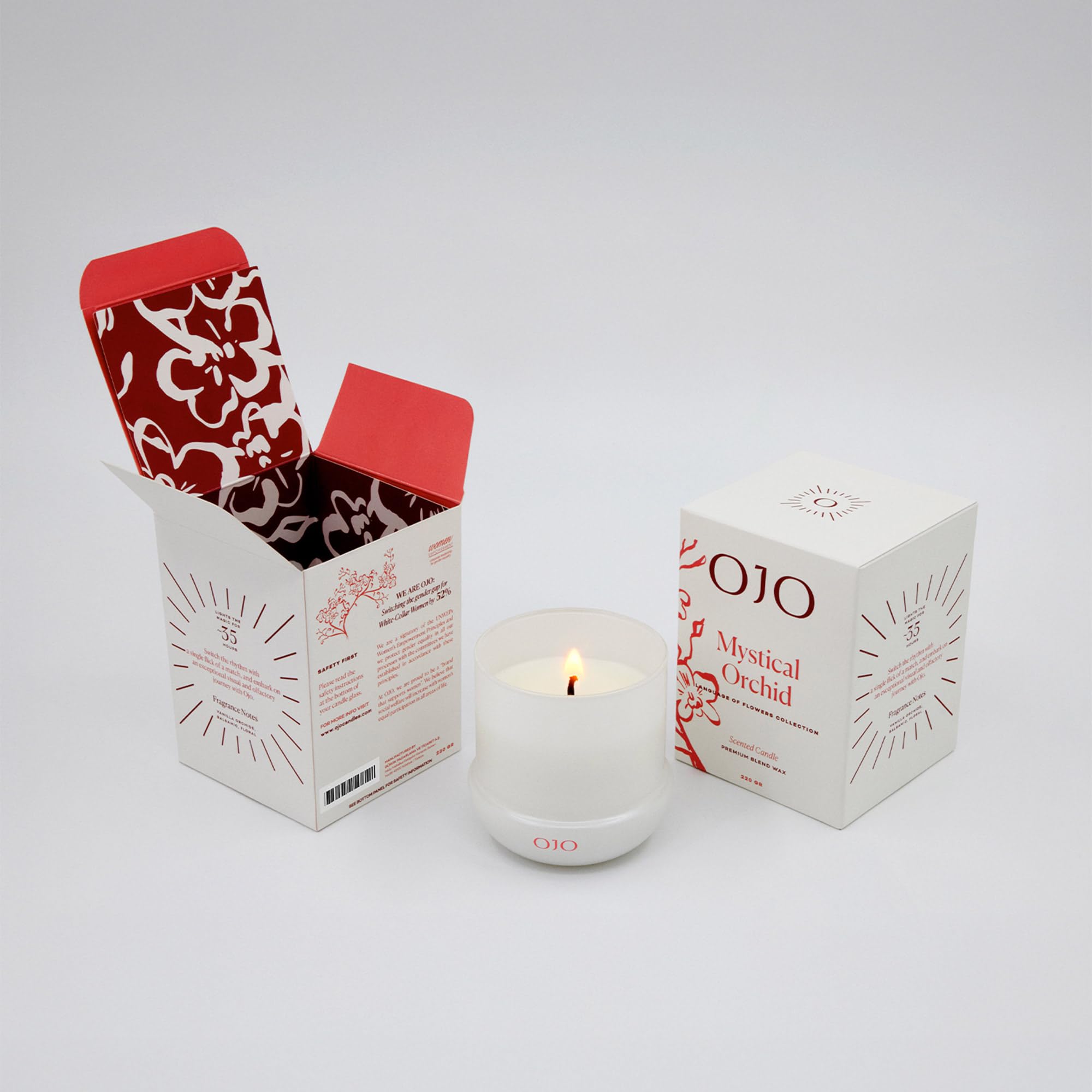 OJO Mystical Orchid Scented Candle – 7.8 oz Jar Candle with Vanilla Orchid, Balsamic, Floral Notes | Over 35-Hour Long-Lasting Burn | Premium Blend Wax, Home Fragrance and Gift for Special Days