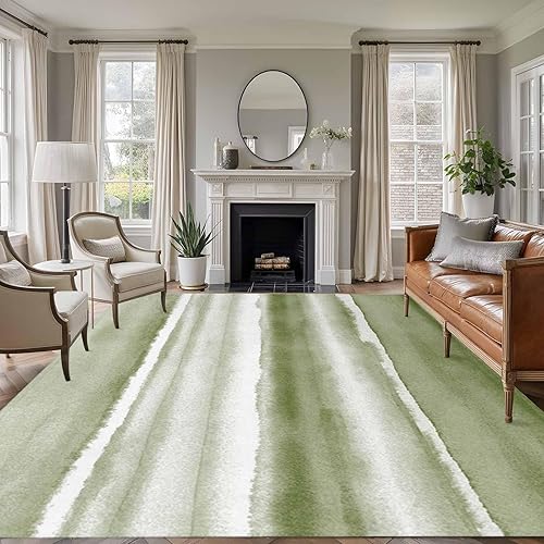 Miniatura 13 de 3x5 Rugs for Bedroom, Blue Stripes Non Slip Living Room Kitchen Bathroom Rugs, Watercolor Retro Ombre Abstract Tie Dye Art Washable Area Rug for