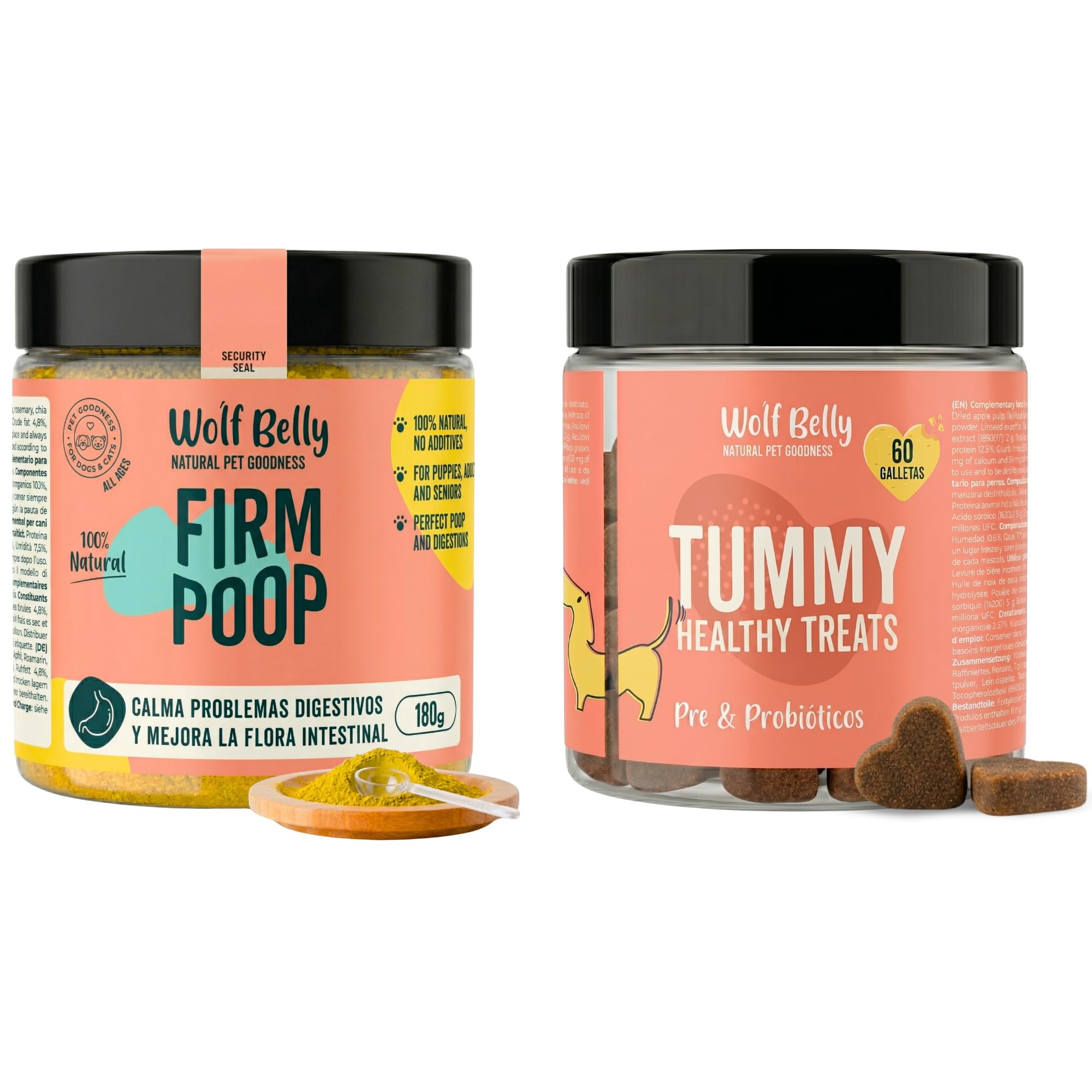 Wolf Belly - Pack Digestivo para Perros | Suplemento Digestivo en Polvo + Galletas con Probióticos | Reduce Diarrea | Mejora Flora intestinal - Hecho en Europa