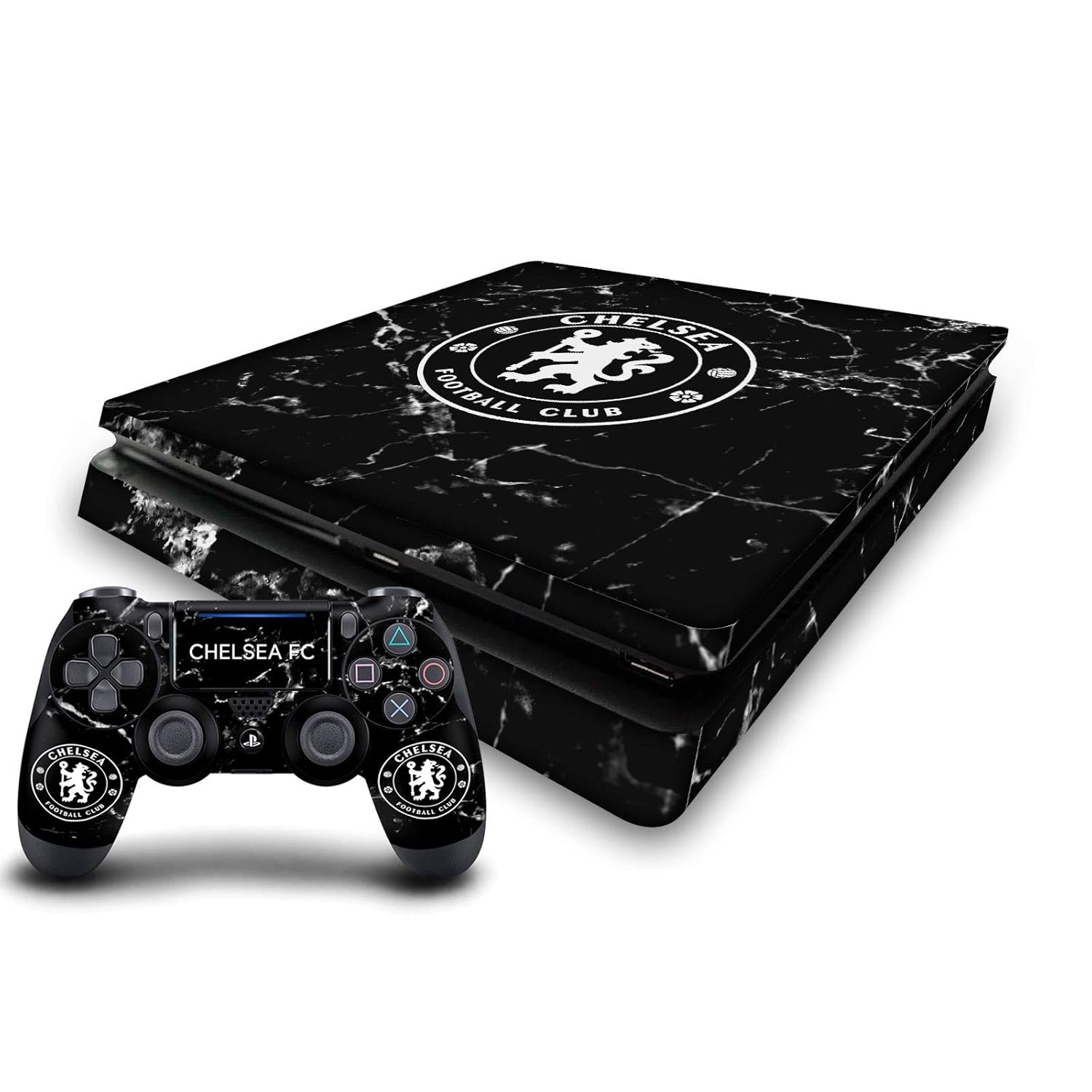 Head Case Designs Officially Licensed Chelsea Football Club Black Marble Mixed Logo Vinyl Sticker Gaming Skin Decal Cover Compatible With Sony PlayStation 4 PS4 Slim Console and DualShock 4 Controller