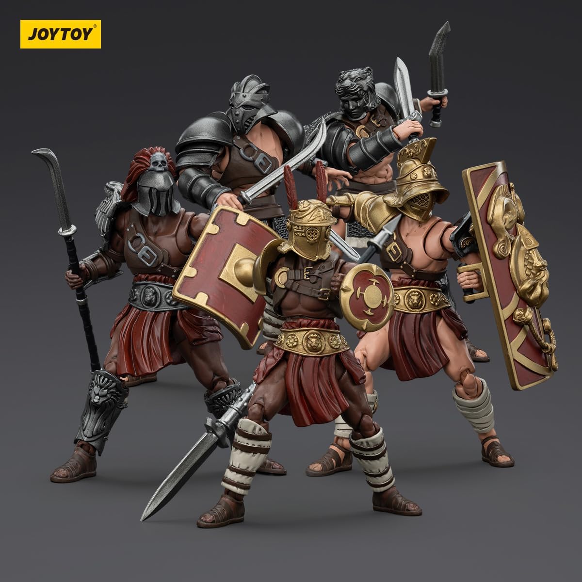 JOYTOY 1/18 Strife Roman Gladiator 5Pack Elite Collection Action Figures - 4in Roman Legionary Soldier Figurines
