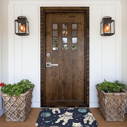 Miniatura 6 de Tapete de bienvenida para interiores y exteriores, antideslizante, divertido tapete para puerta delantera de astronauta, tapete para entrada,