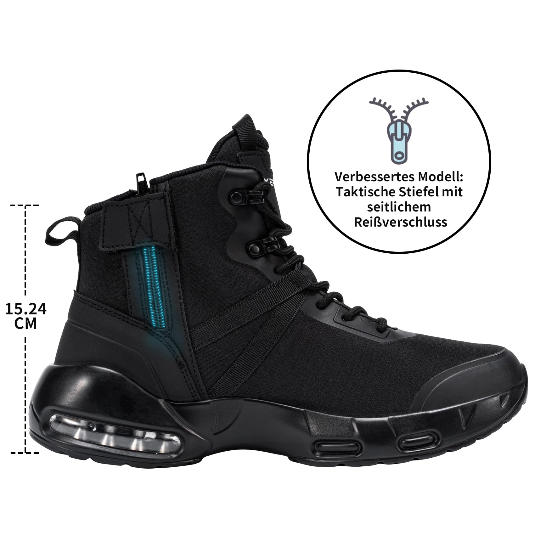 Militärische Taktische Herren Damen Arbeitsstiefel Wasserdicht | Trekking Wanderschuhe Leicht Kampfstiefel Arbeits Wanderstiefel Rutschfest Boot Zipper