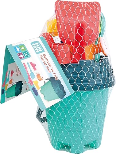 Miniatura 6 de Nothing But Fun Toys Splash N' Dig - Juego de arena para playa y agua, cubo, 3 juguetes de molde de castillo, tamiz, rastrillo, pala, cubo de riego,