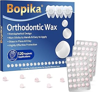 Bopika Orthodontic Wax for Braces Wax Dots 120 Individually Wrapped, Strawberry Flavored Dental Wax for Comfort & Protection