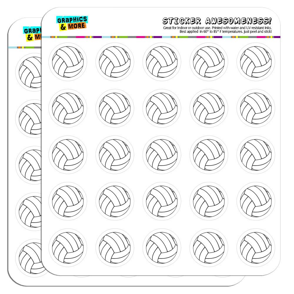 Cartoon Volleyball 1" Planner Calendar Scrapbooking Crafting Stickers - Opaque
