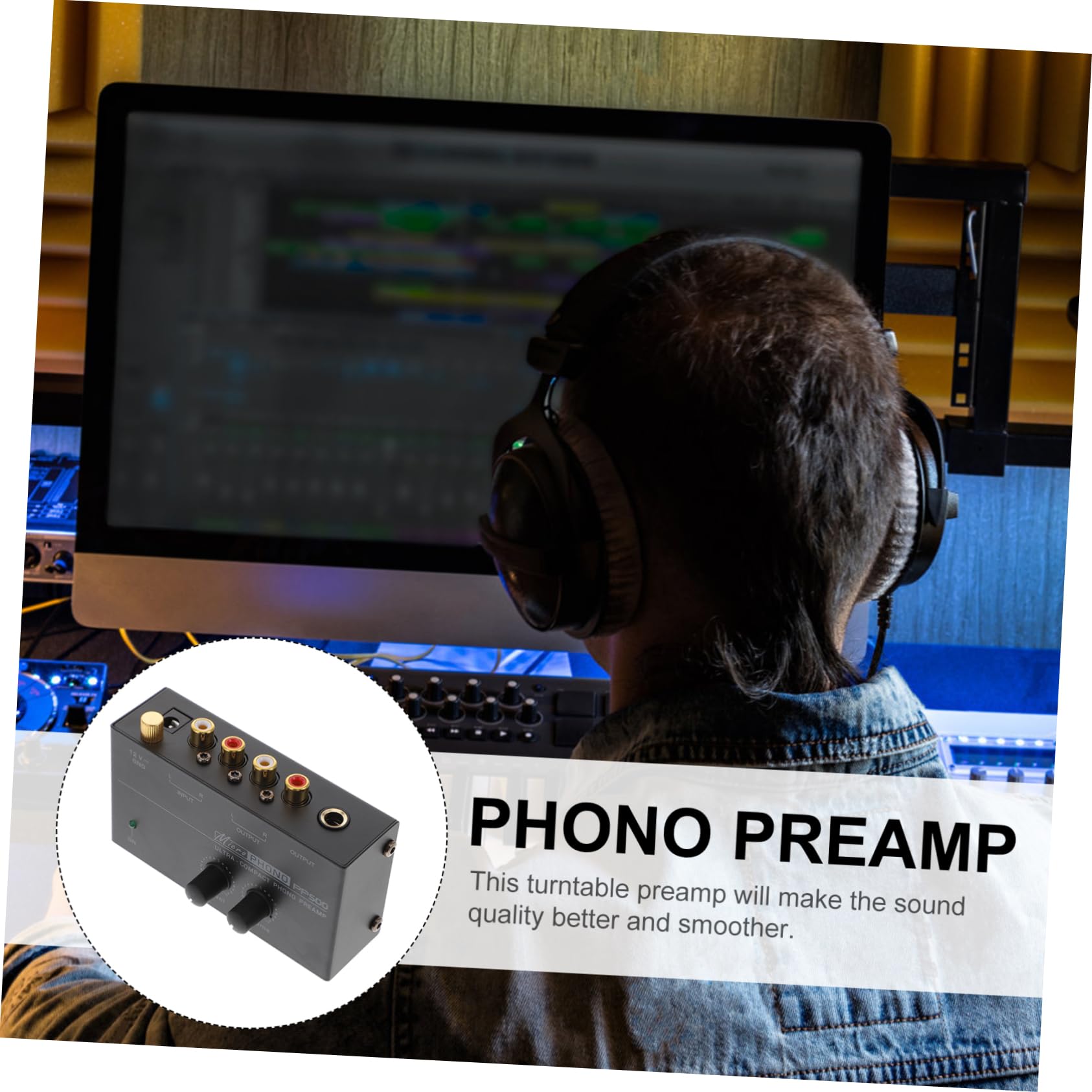 OSALADI Turntable Preamp Record Player Tube Preamp High Fidelity Stereo Inputs Volume Control Us Plug