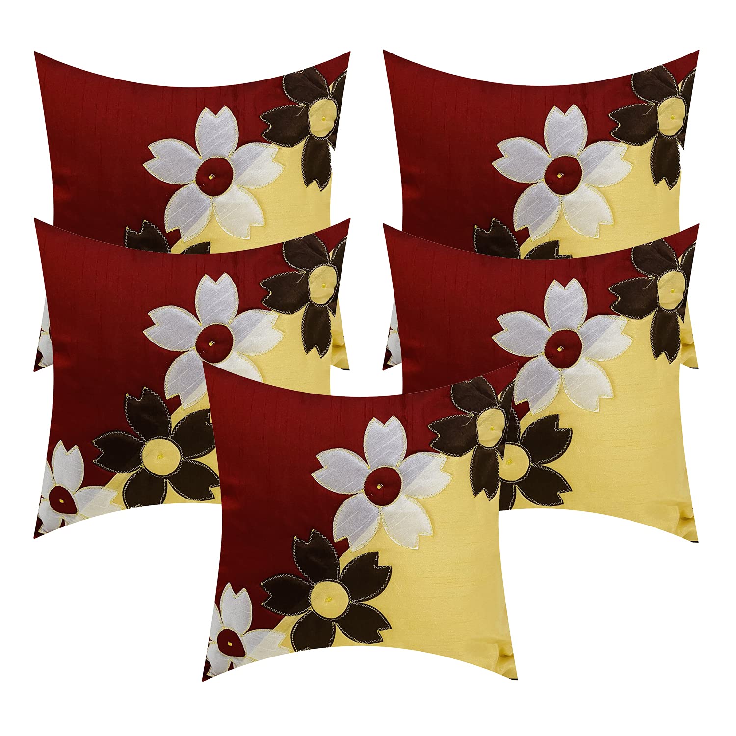 DESIKAPDA Designer cushion cover Silk Embroidery Flower Cushion Covers